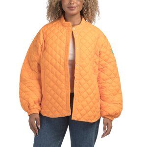 SAVE THE DUCK Sunshine Orange Diamond Quilted Jacket